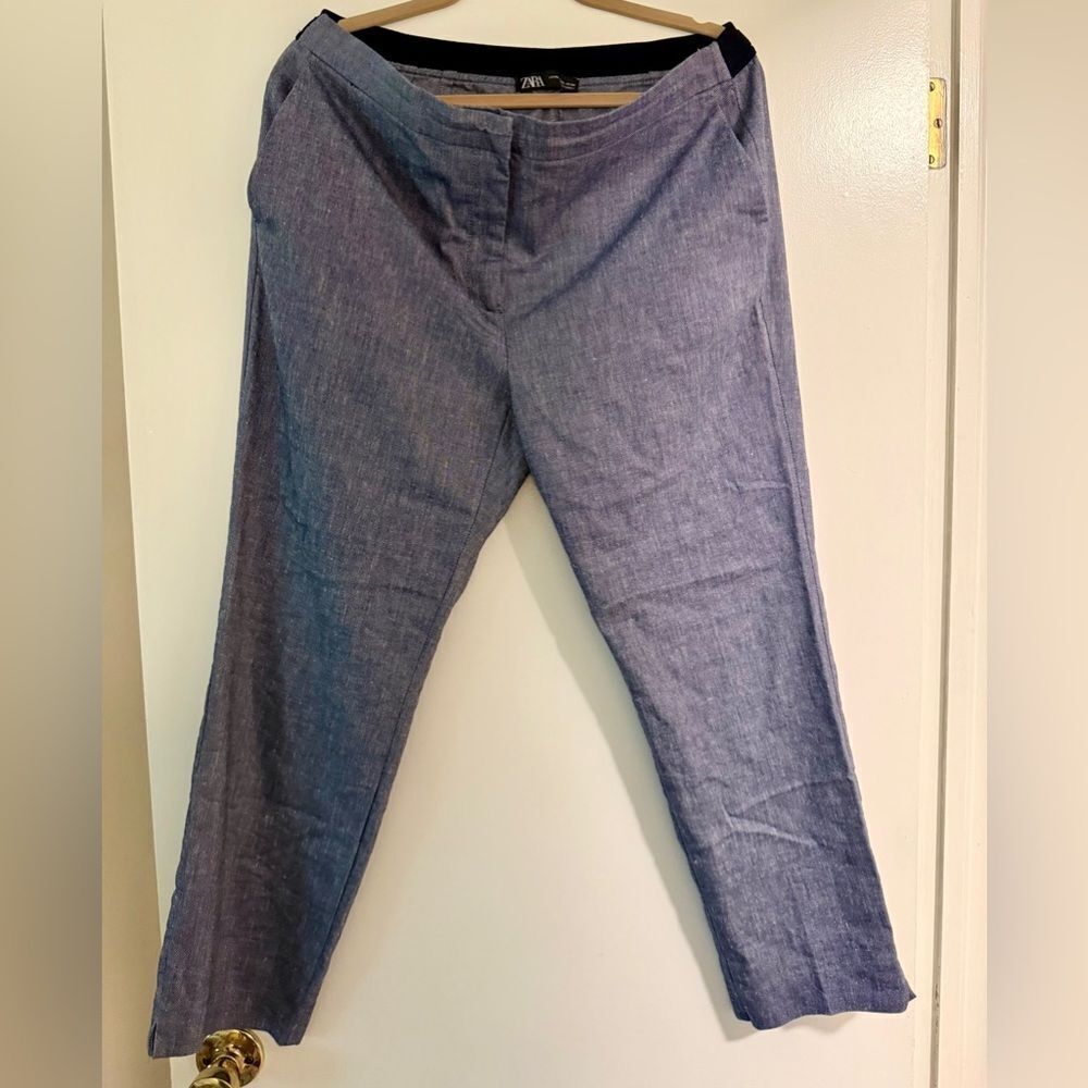 Zara cropped, linen blend pants, XL.